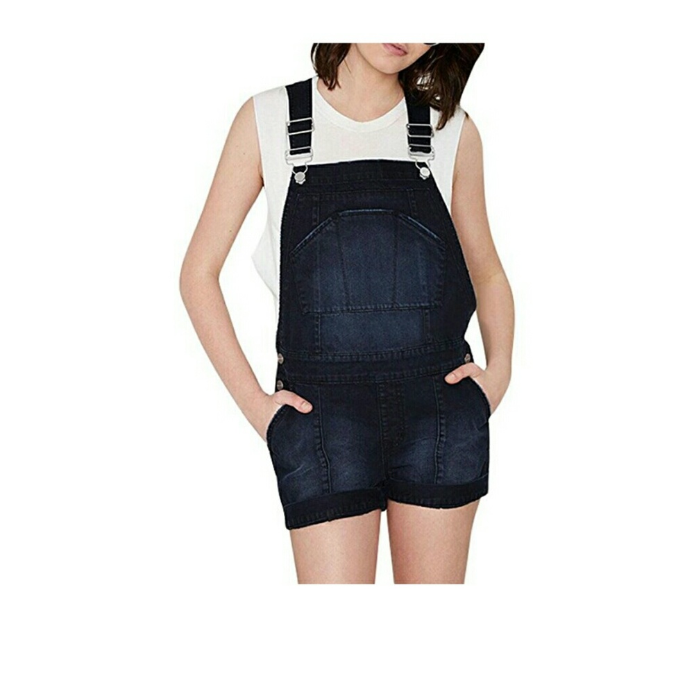 Adjustable short denim jumpsuit