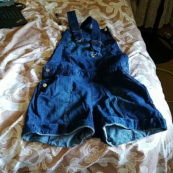 Adjustable short denim jumpsuit - Picture 2 of 4