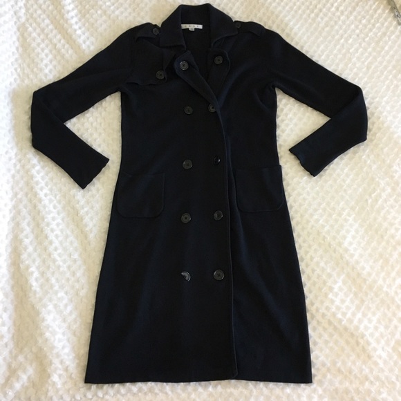 •SOLD• CAbi Black French Trench Sweater Jacket - Picture 1 of 7