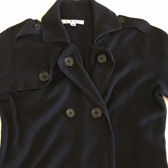 •SOLD• CAbi Black French Trench Sweater Jacket - Picture 6 of 7