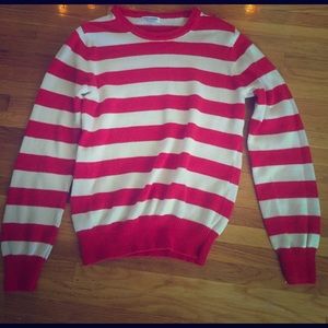 Red and white striped knit sweater