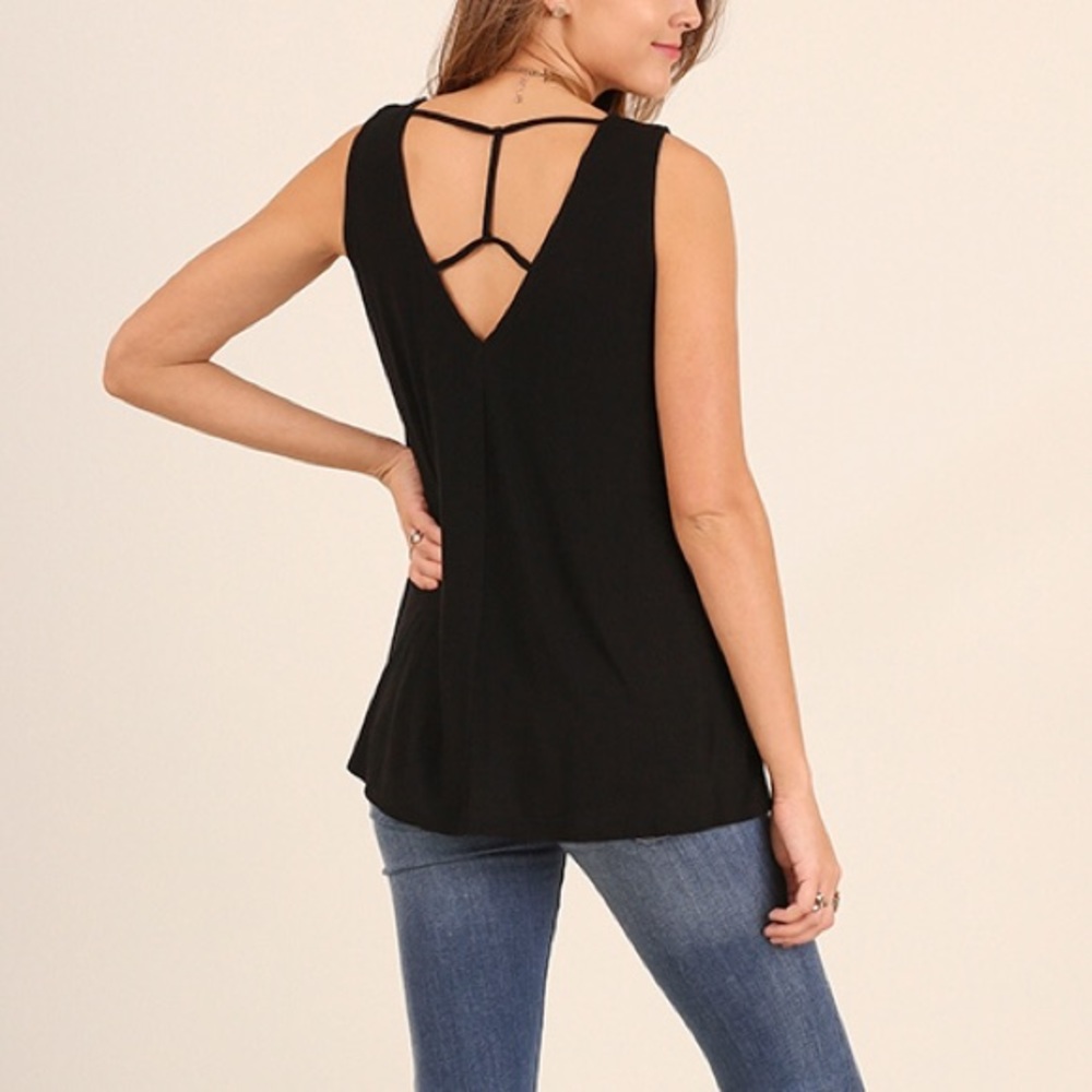 NEW Black Tank with cutout back.