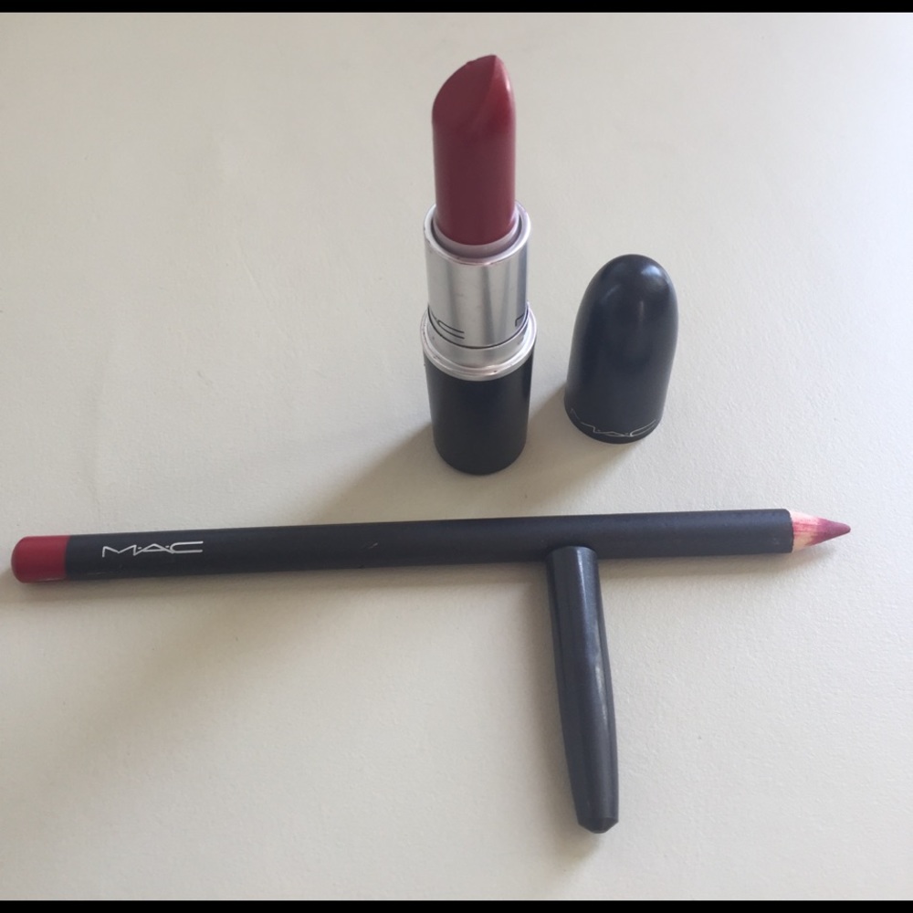 Mac Russian Red matte lipstick & Cherry lip pencil