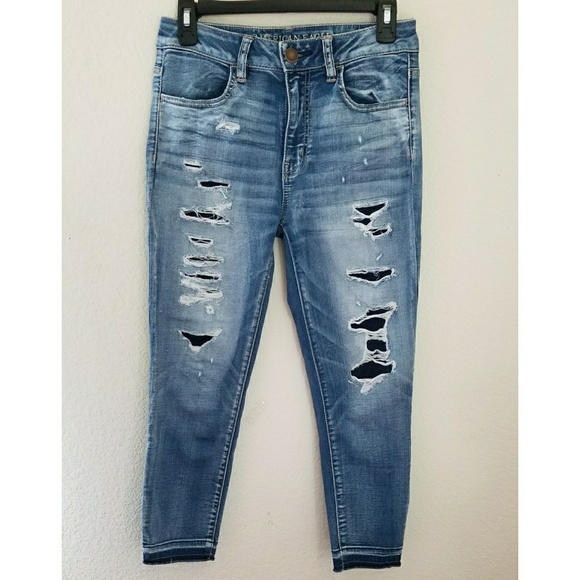 🚫SOLD🚫 Distressed Denim Hi-Rise Cropped Jeggings - Picture 5 of 7