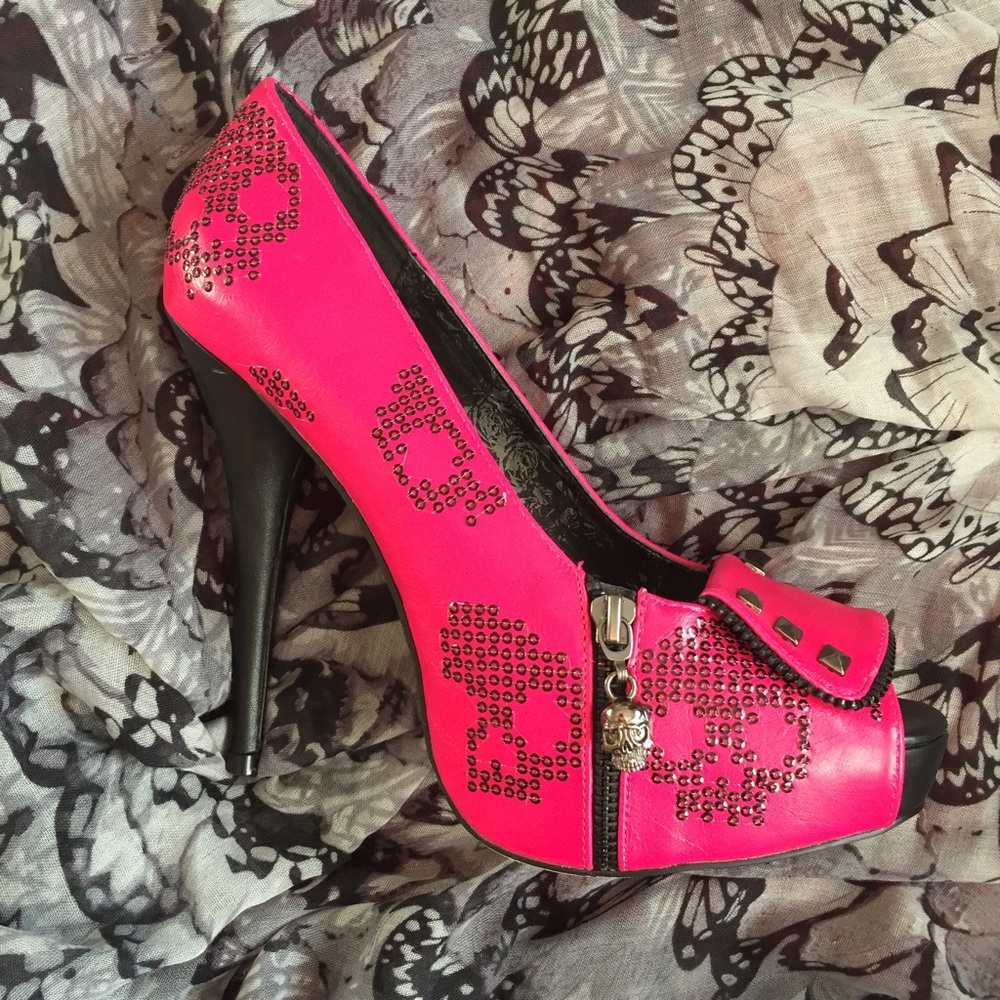 (SOLD) Iron Fist Studded Pink Pumps
