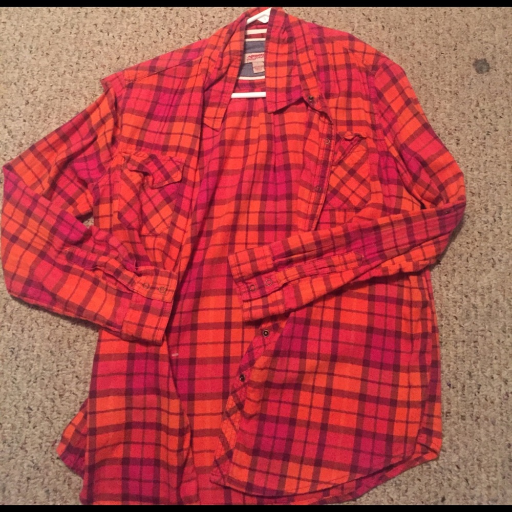 Arizona Jean co. Pink and orange plaid flannel