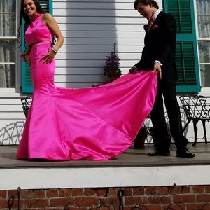 Sherri hill fuchsia pink two piece