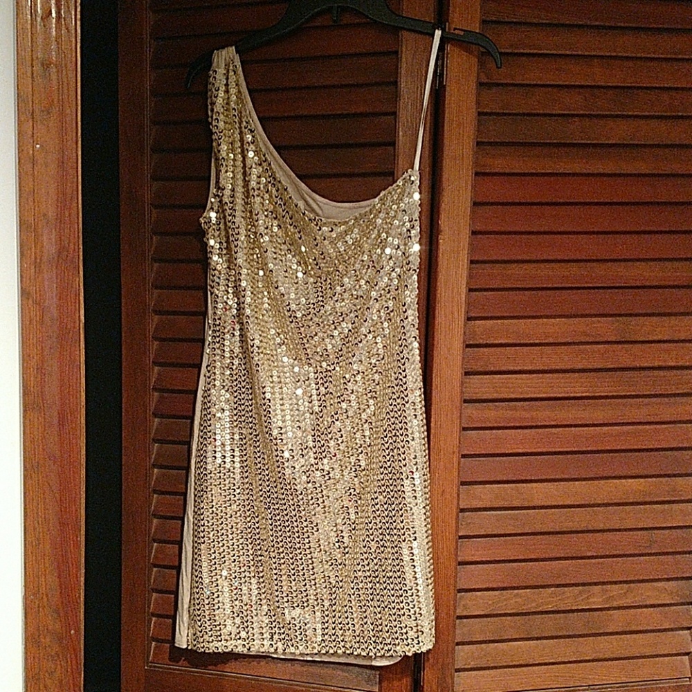 Sequin one shoulder mini dress