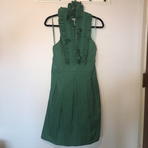 Bcbgmaxazria Dresses | Bcbg Ruffle Halter Dress. | Color: Green | Size: 10 | Nromero226's Closet