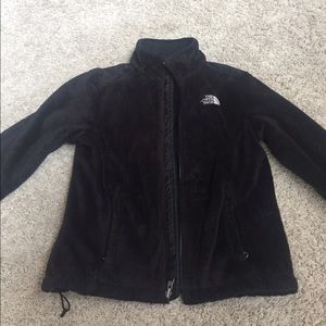 Women's black furry north face jacket