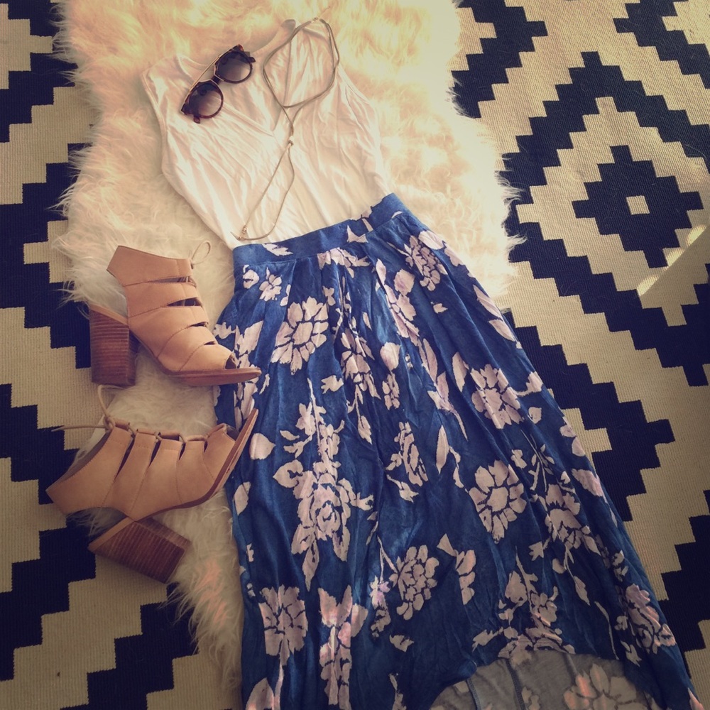 Floral high low skirt