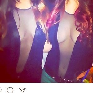 Black leotard with sheer center