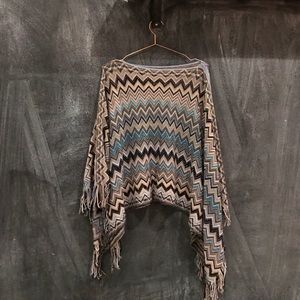 Missoni blue zigzag pattern poncho