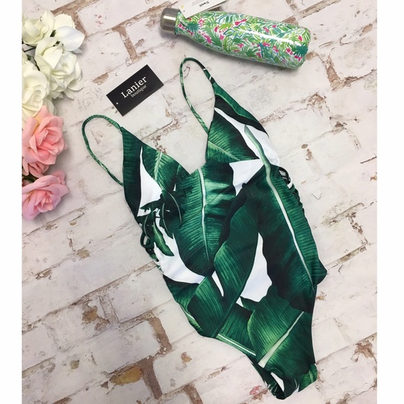 Green Leaf Print Monokini NWT - Picture 3 of 4