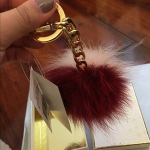 Michael Kors bicolor fox fur key chain