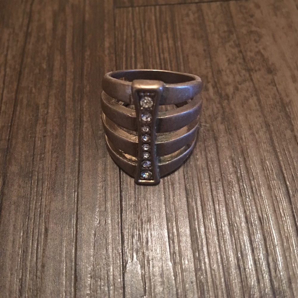 Gold ring with faux stones and antiqued finished