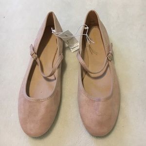 NWT Sueded blush-colored Mary Janes