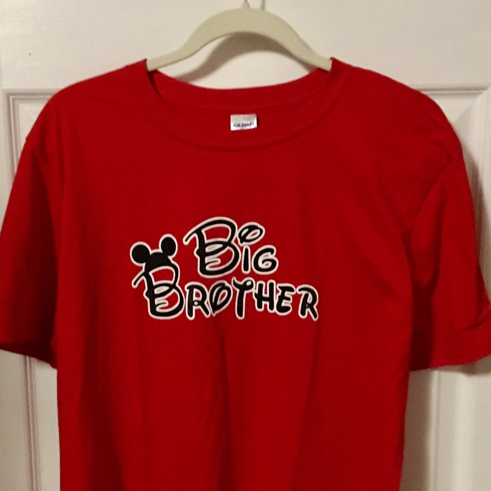 Bright Red Mouse-Ears Big Brother Tee