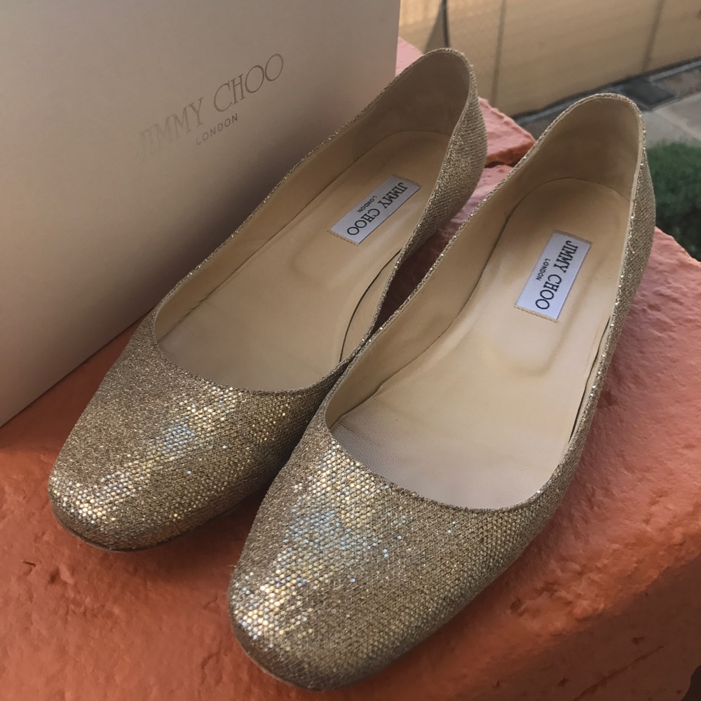 JIMMY CHOO FINLAY GLITTER FLATS