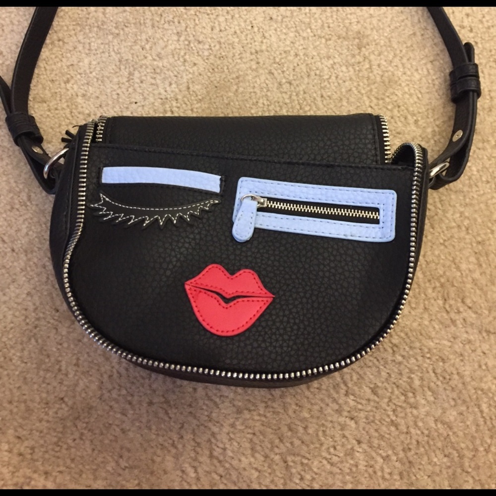 Mango black leather cross body Brand New