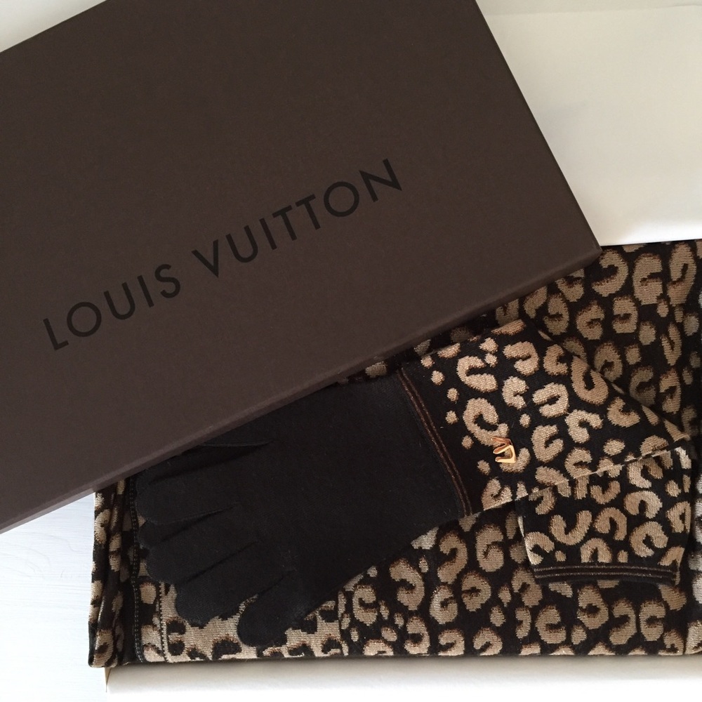 Louis Vuitton cashmere shawl and long gloves