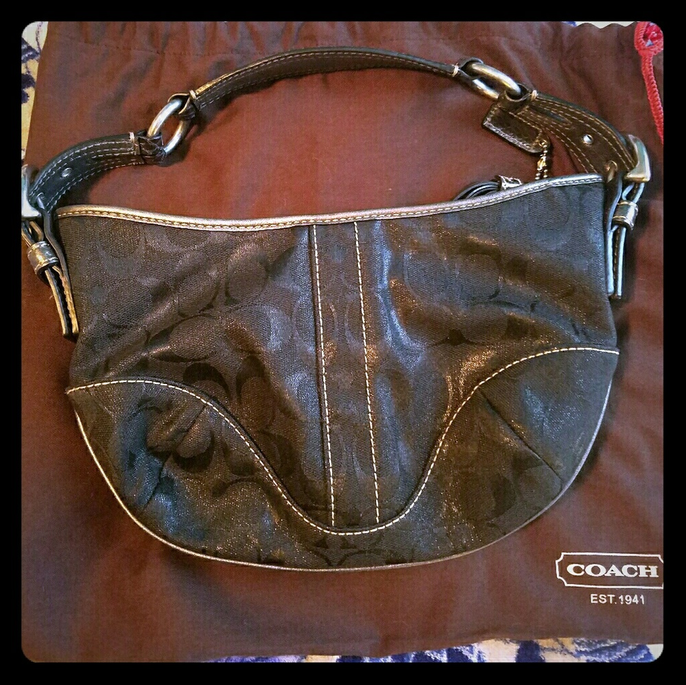 Authentic Coach bag with snakeskin handle.