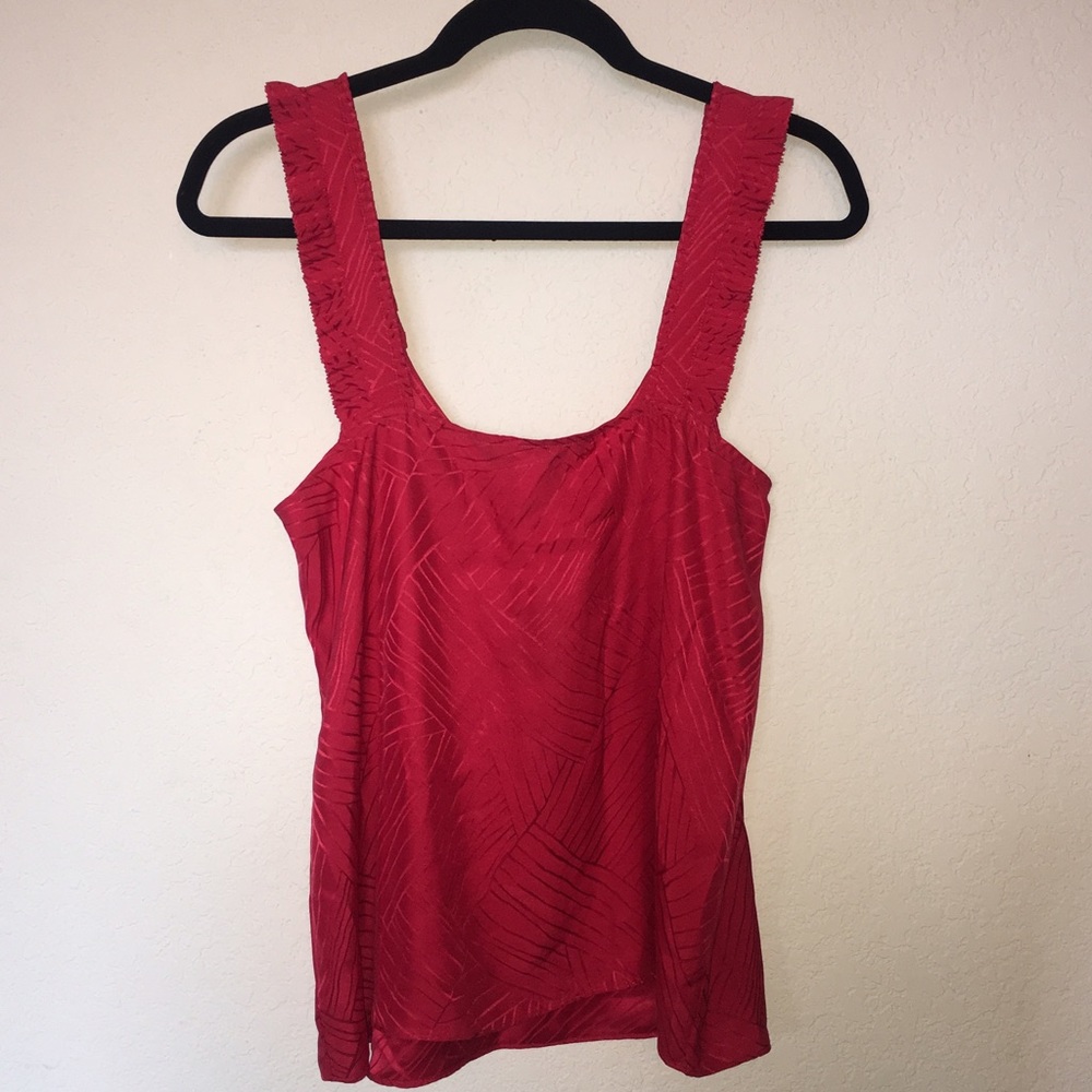 Red Marc by Marc Jacobs sleeveless silk blouse.