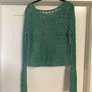 Free people turquoise knit sweater