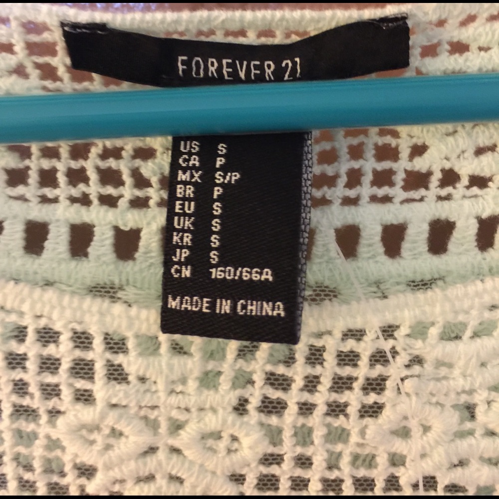 Forever 21 Mint Green see-thru Blouse Small - Picture 2 of 5