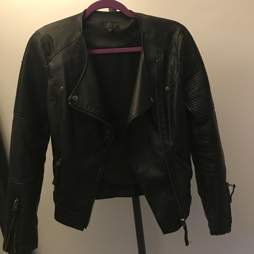 Black leather moto jacket