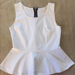 White Peplum Top