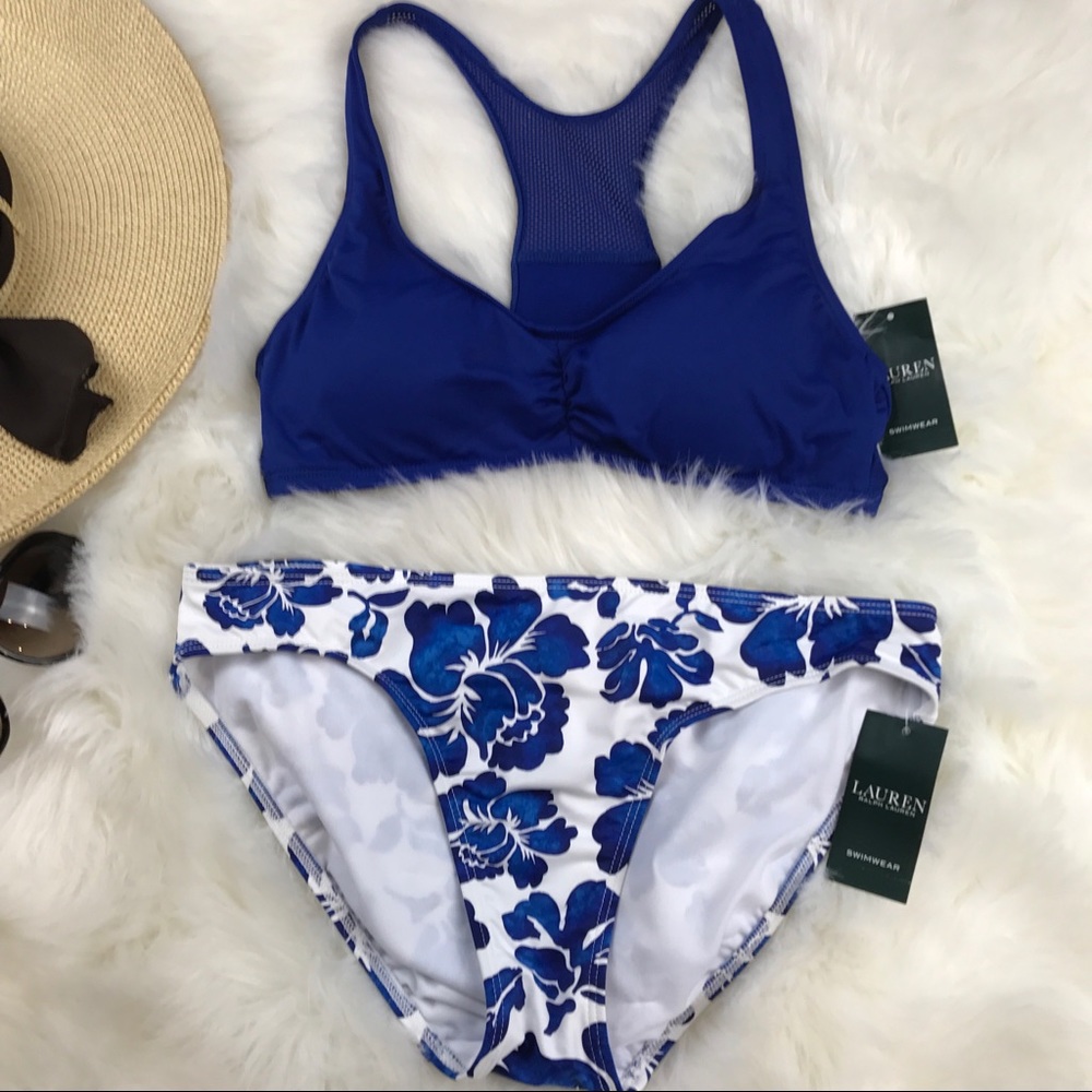 ‼️LAST ONE‼️ Ralph Lauren Blue flower bikini - Picture 1 of 8