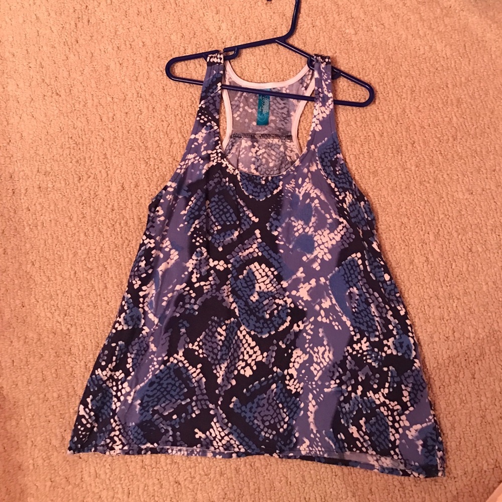 Blue snakeskin tank top