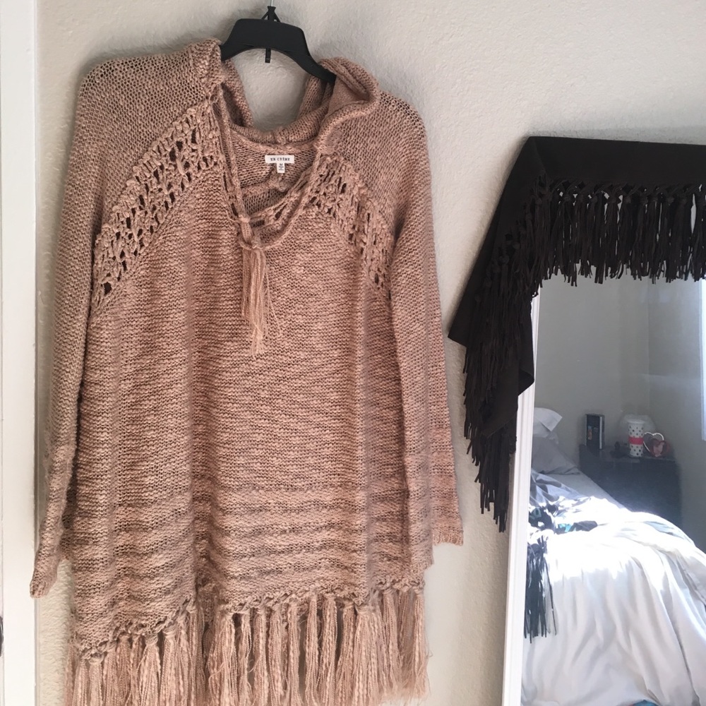 Blush pink sweater poncho