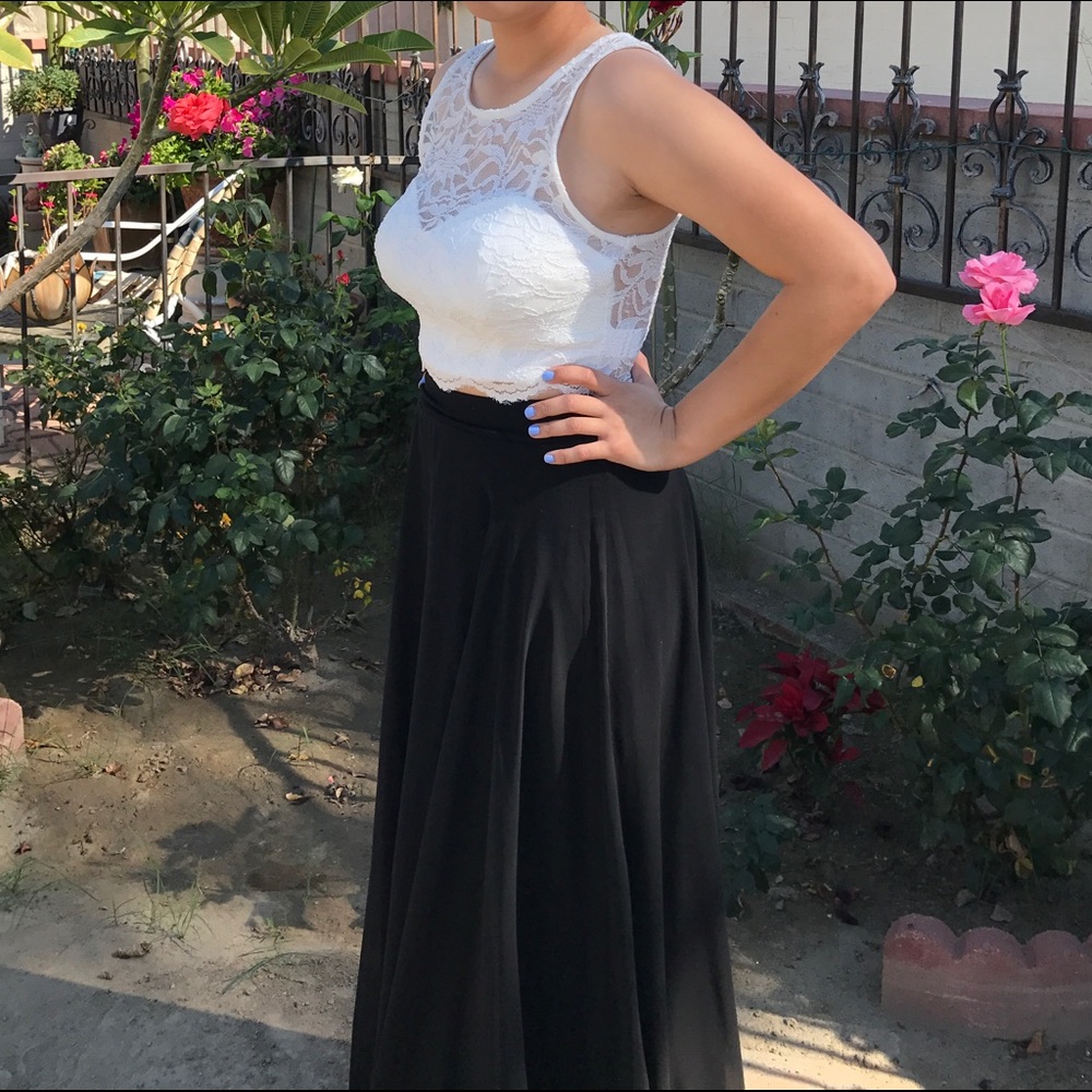 Black and white two piece prom dress NWT