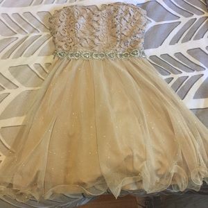 Golden colored prom dress