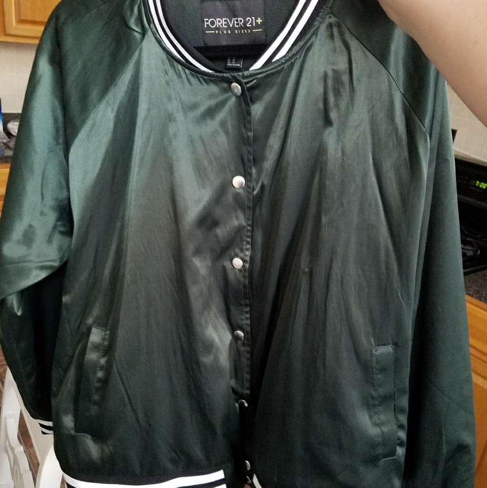 Emerald Green Satin Bomber Jacket