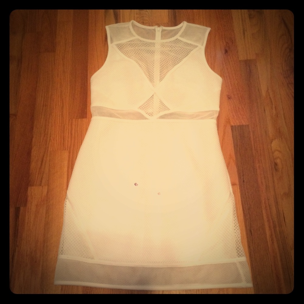 Express White mesh party dress