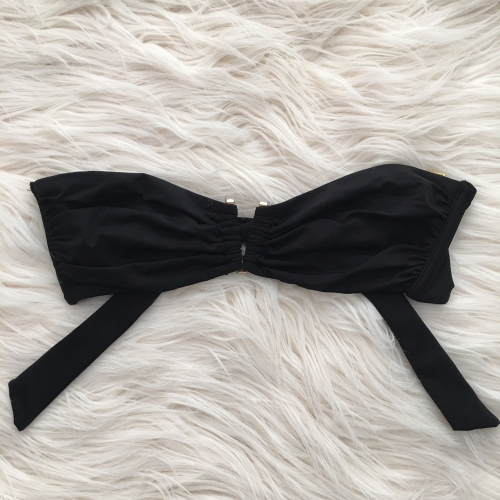 Victoria's Secret black bandeau gold V bikini top