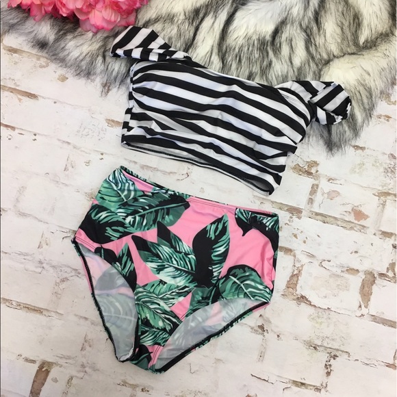 Sale! Striped FloralWaisted Bikini Set - Picture 6 of 6