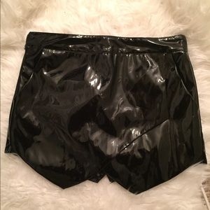 Shiny Black Pleather Skort