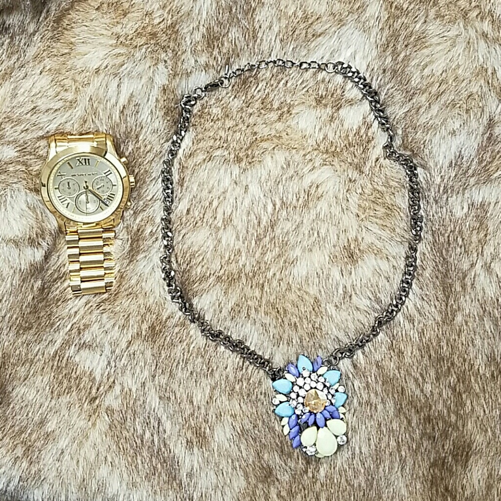 Colorful statement flower necklace