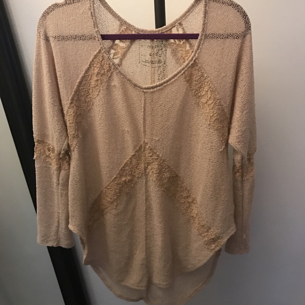 Tan Free People long sleeve top