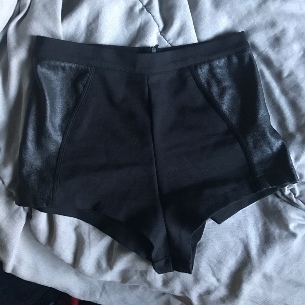 Topshop Leather Panel Hotpants/Shorts