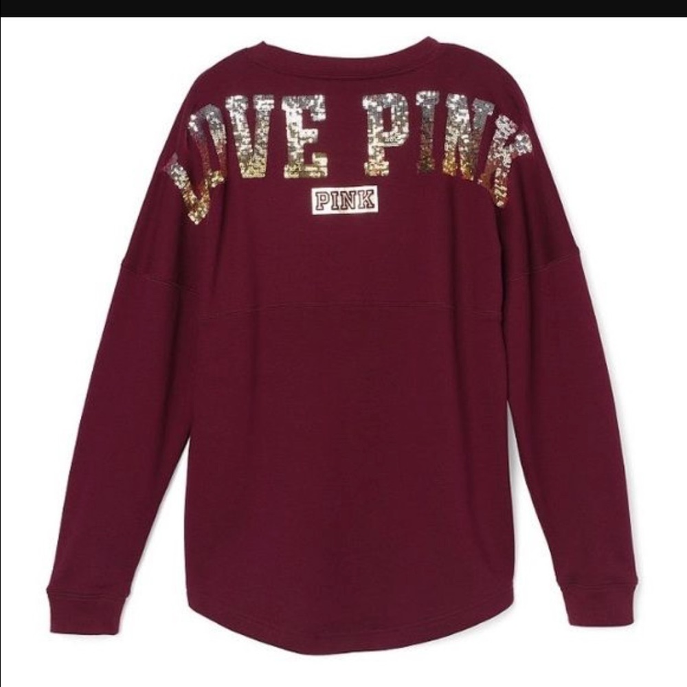 Burgundy Victoria secret sequins long sleeve top