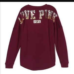 Burgundy Victoria secret sequins long sleeve top
