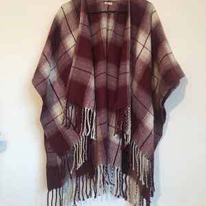Plaid poncho sweater