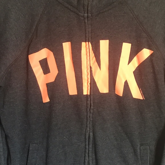PINK Jacket Grey with neon orange lettering - Picture 2 of 4