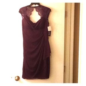 Xscape Cap-sleeve plum cocktail dress BNWT