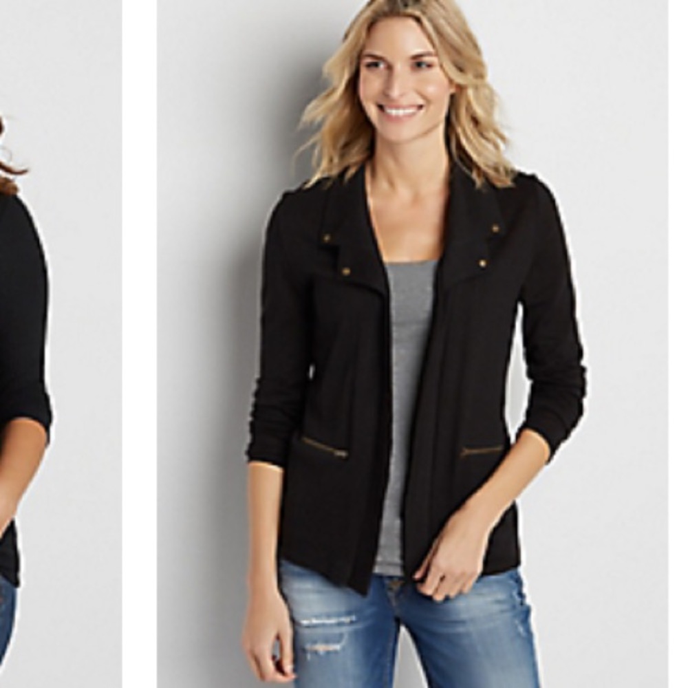 Black Cardigan with zipper pockets and collar
